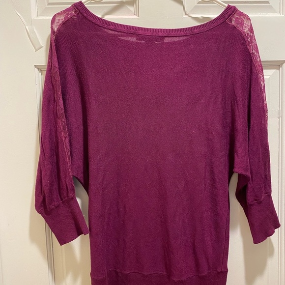 Purple Sweater with Lace Detail - Picture 1 of 5